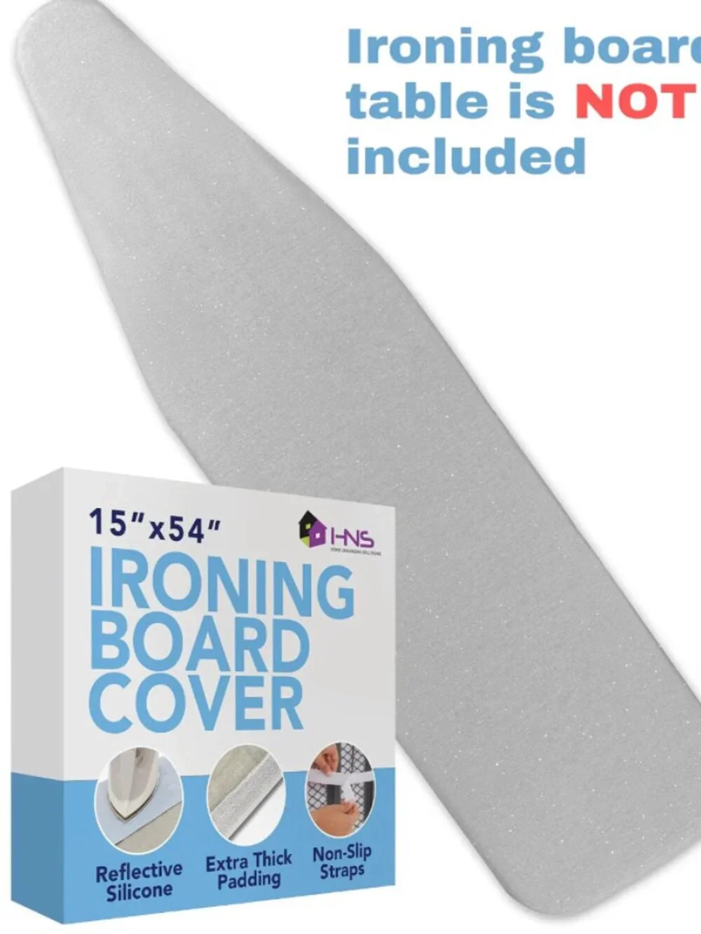 Brand New Heavy Duty Ironing Board Cover - Silver 54 x 15
